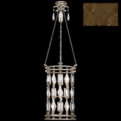 Six-Light Lantern in Venerable Bronze Patina Finish with Clear Crystal Gems - Image 1