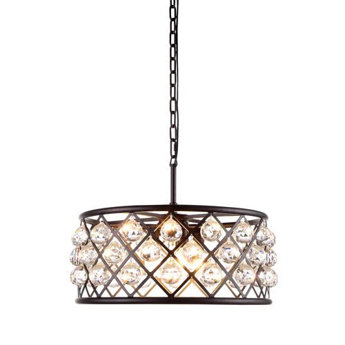 Madison Mocha Brown Five-Light Pendant with Faceted Clear Crystals - Image 1