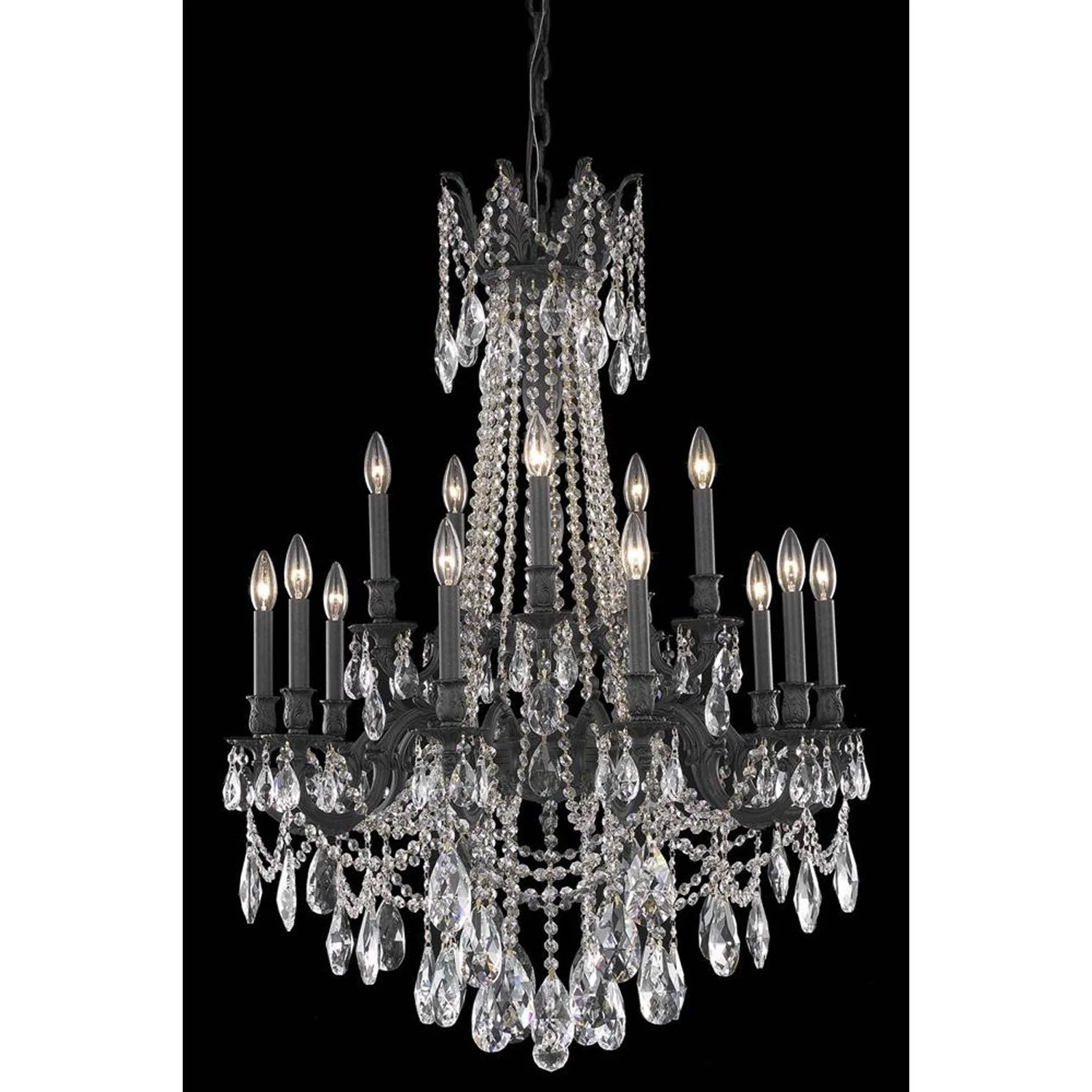 Bronze 15-Light Chandelier with Royal Cut Crystal - Image 1