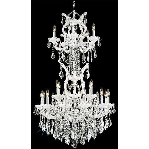 White Twenty-Five Light Chandelier with Clear Royal Cut Crystals - Image 1