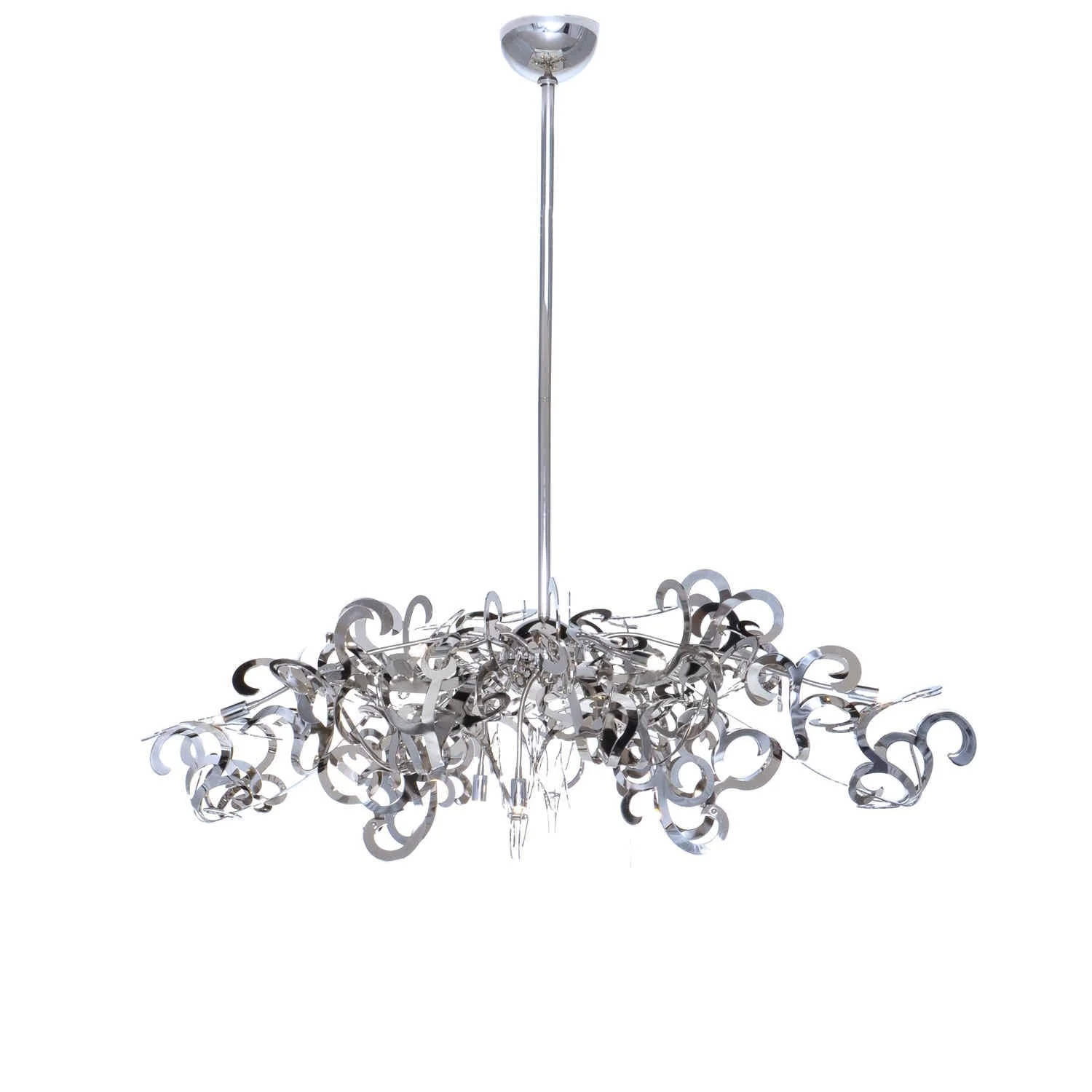 Nickel 35-Inch Wide Nine-Light Single-Tier Chandelier - Image 1