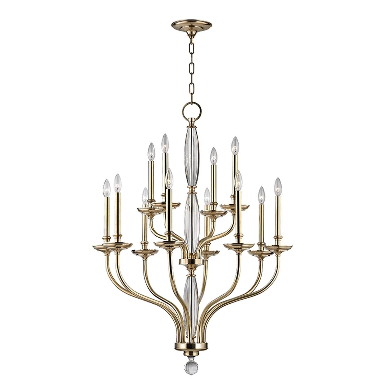 Brass Twelve-Light Chandelier - Image 1