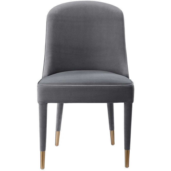 Uttermost Brie Light Gray Velvet Modern Dining Chairs Set of 2 - Image 2