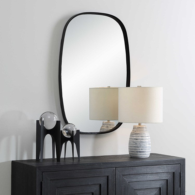 Casa Bella Living Satin Black Radius Corners Mirror - Image 3