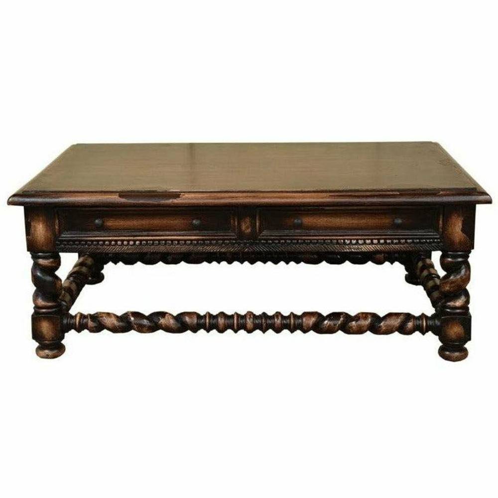 Casa Bonita Peruvian Hand-Painted Carved Wood Castello Coffee Table - Image 1