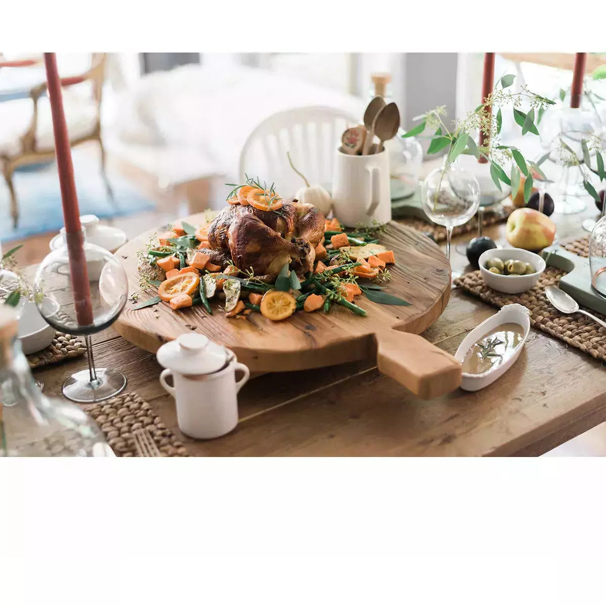 etúHOME Classic Oversized Round Footed Reclaimed Wood Serving Board ~ IN-STORE PURCHASE ONLY - Image 2
