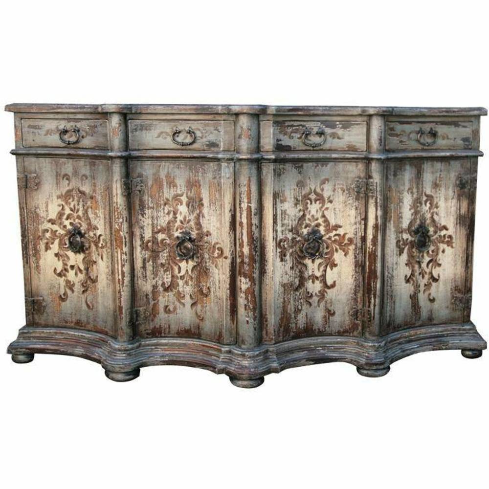 Casa Bonita Peruvian Hand-Painted Carved Wood Corsica Large Buffet - Image 1