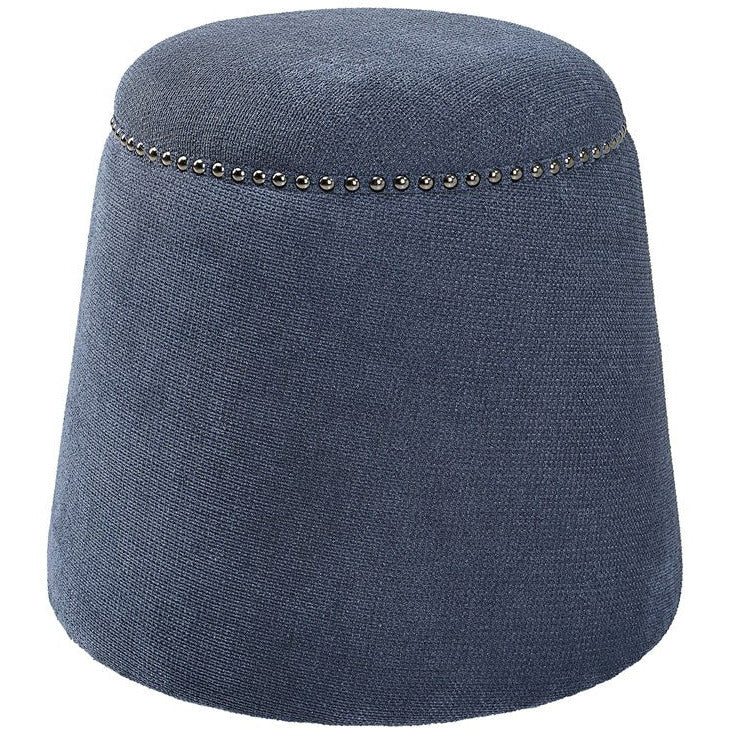 Uttermost Gumdrop Plush Denim Blue Chenille Round Ottoman - Image 1