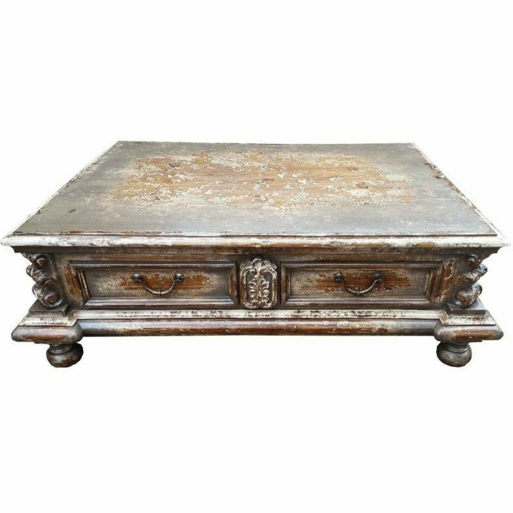 Casa Bonita Peruvian Hand-Painted Carved Wood Palace Coffee Table - Image 1