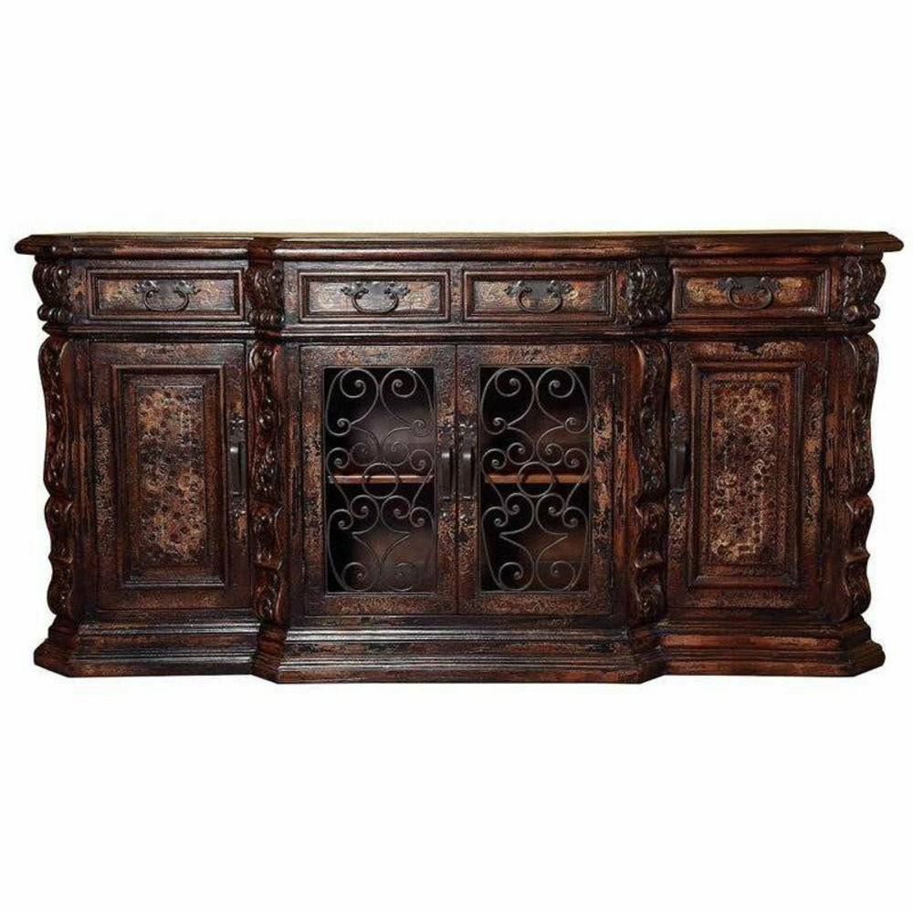 Casa Bonita Peruvian Hand-Painted Carved Wood and Hand Forged Iron San Antonio Buffet - Image 1