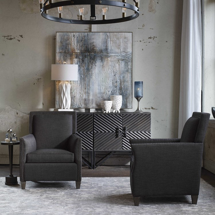 Uttermost Darick Charcoal Gray Linen Modern Club Chair - Image 1