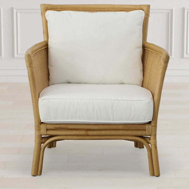 Uttermost Pacific White Performance Fabric Cane Armchair - Image 1