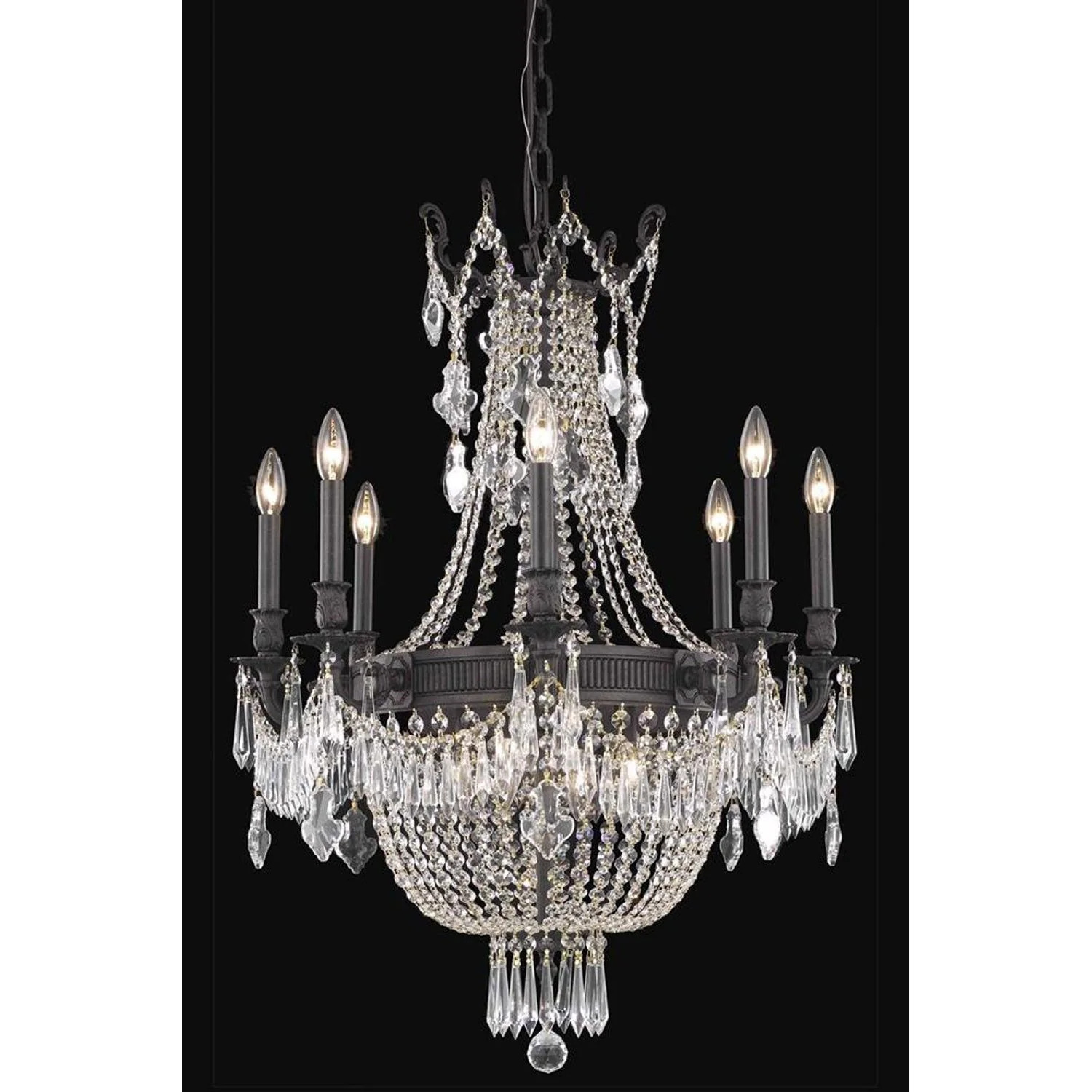 Esperanza Dark Bronze 12-Light Chandelier with Royal Cut Crystal - Image 1