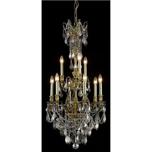 Nine-Light Chandelier with Silver Shade/Grey Royal Cut Crystals - Image 1