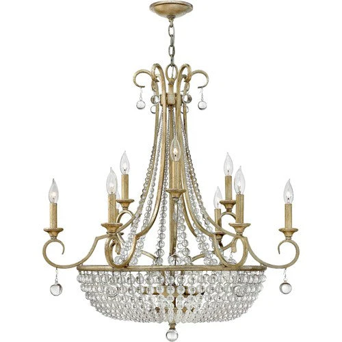 Leaf 12 Light Foyer Chandelier with Glass Bead Strand - Image 1