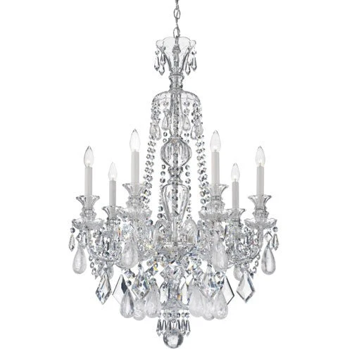 Hamilton Silver Seven-Light Clear Rock Crystal Chandelier, 26W x 37.5H x 26D - Image 1