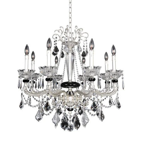 Campra Two-Tone Silver Eight-Light Chandelier with Firenze Clear Crystal - Image 1
