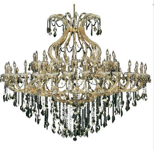 Gold Forty-Nine Light 72-Inch Chandelier with Royal Cut Golden Teak Smoky Crystal - Image 1