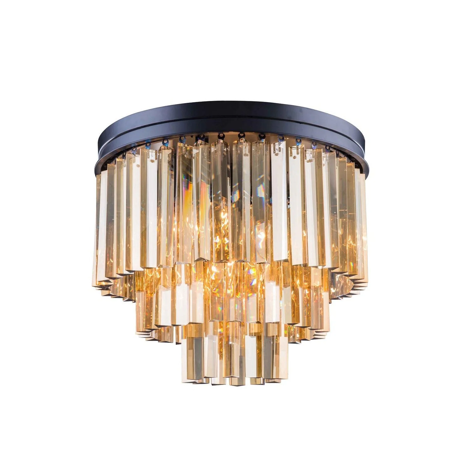 Sydney Mocha Brown Nine-Light Flushmount with Royal Cut Golden Teak Crystals - Image 1