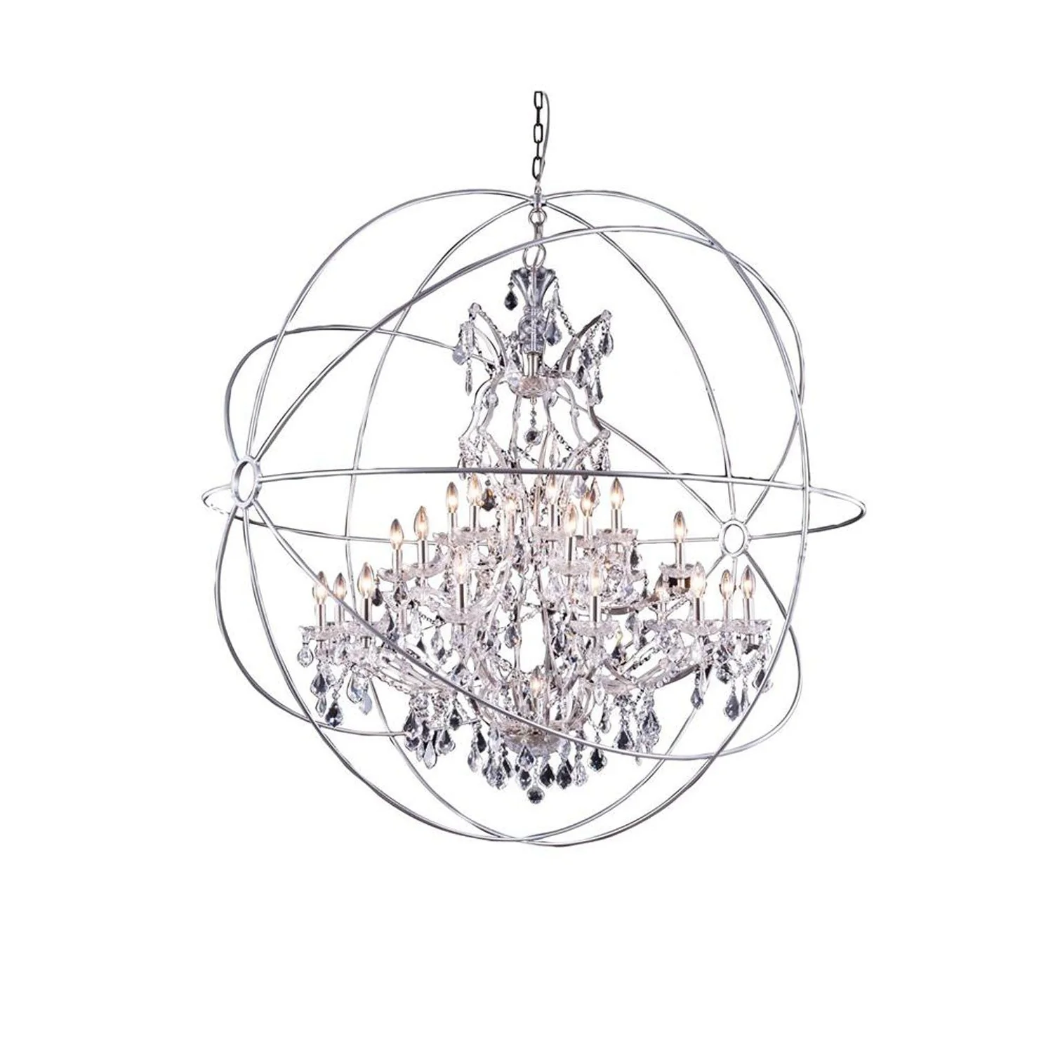 Geneva Polished Nickel Sixty-Inch Pendant with Clear Crystals - Image 1