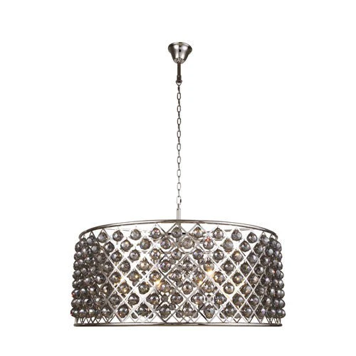 Madison Polished Nickel 10-Light Pendant with Faceted Silver Crystals - Image 1