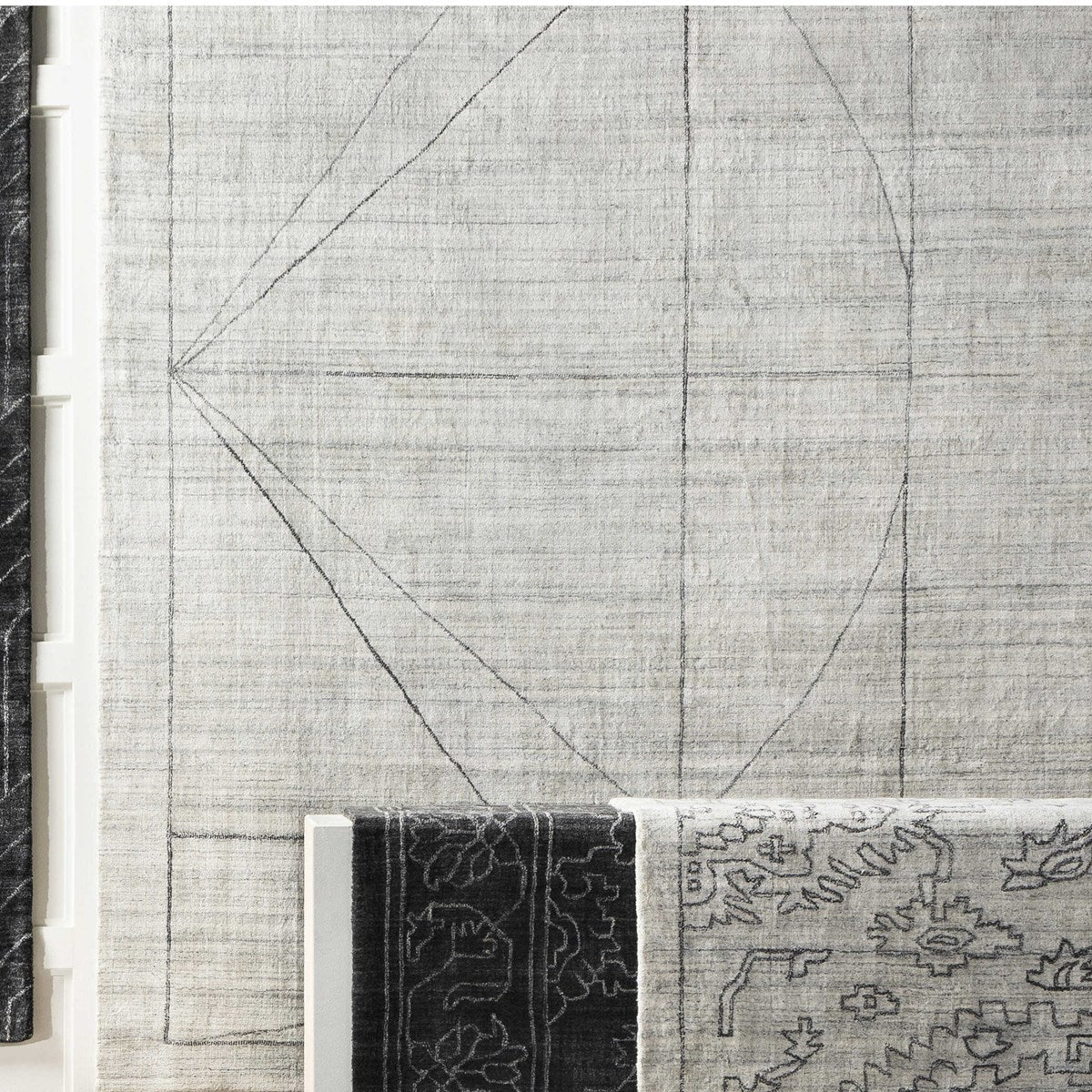 Uttermost Costilla Hand Knotted White, Charcoal and Black Contemporary Rug ~ 6' x 9' - Image 3