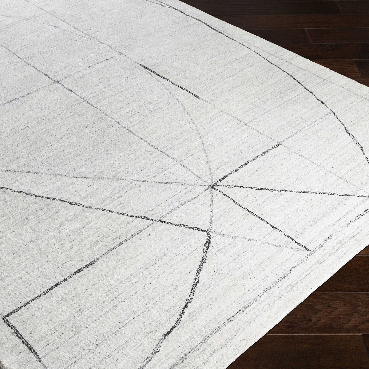 Uttermost Costilla Hand Knotted White, Charcoal and Black Contemporary Rug ~ 8' x 10' - Image 1