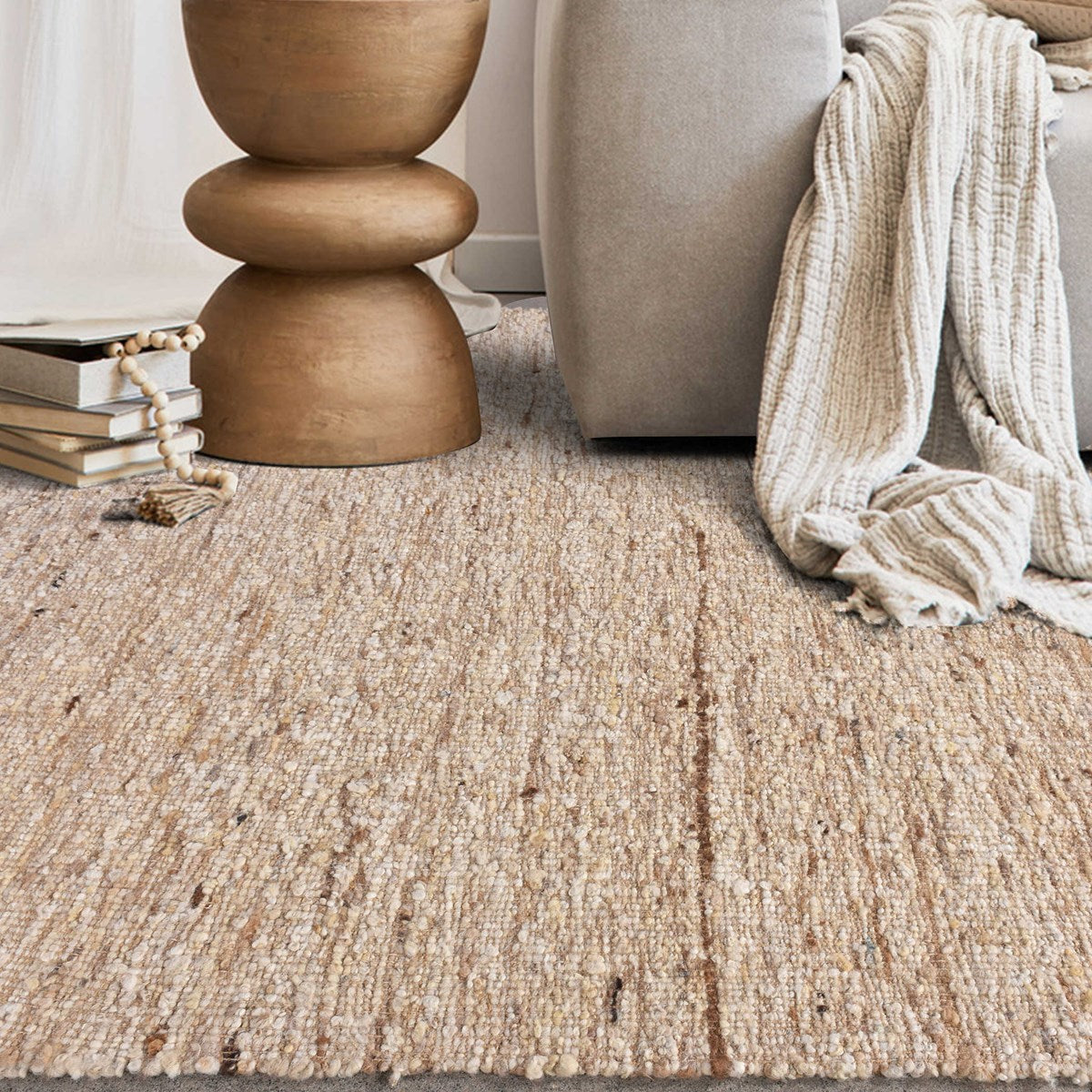 Uttermost Rafael Hand Knotted Ivory Wool and Natural Jute Rug ~ 6' x 9' - Image 1