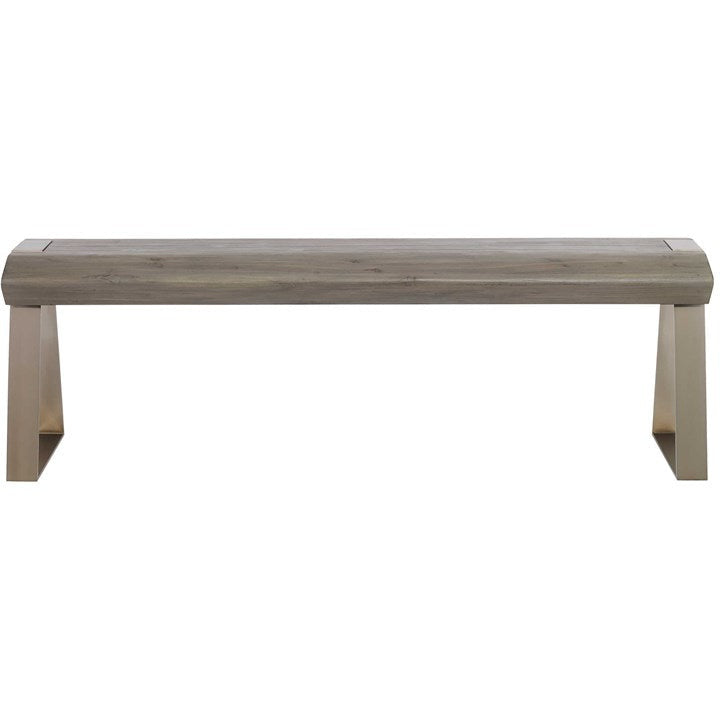 Uttermost Acai Gray Wash Wood Contemporary Pewter Metal Bench - Image 2