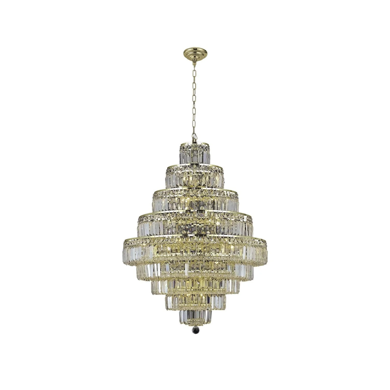 Gold Twenty-Light 30-Inch Nine-Tier Chandelier with Royal Cut Clear Crystal - Image 1