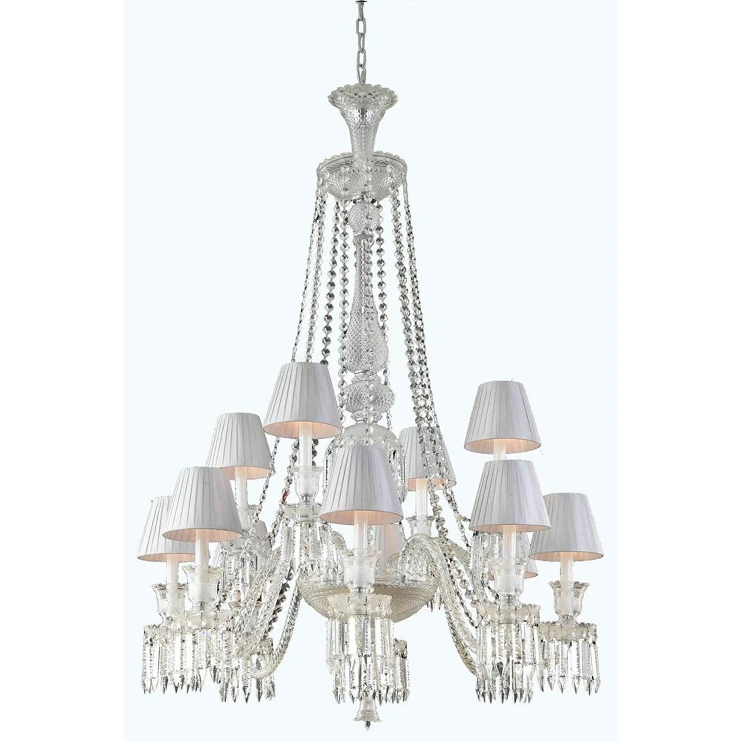Chrome 12-Light Chandelier with Elegant Cut Crystal - Image 1