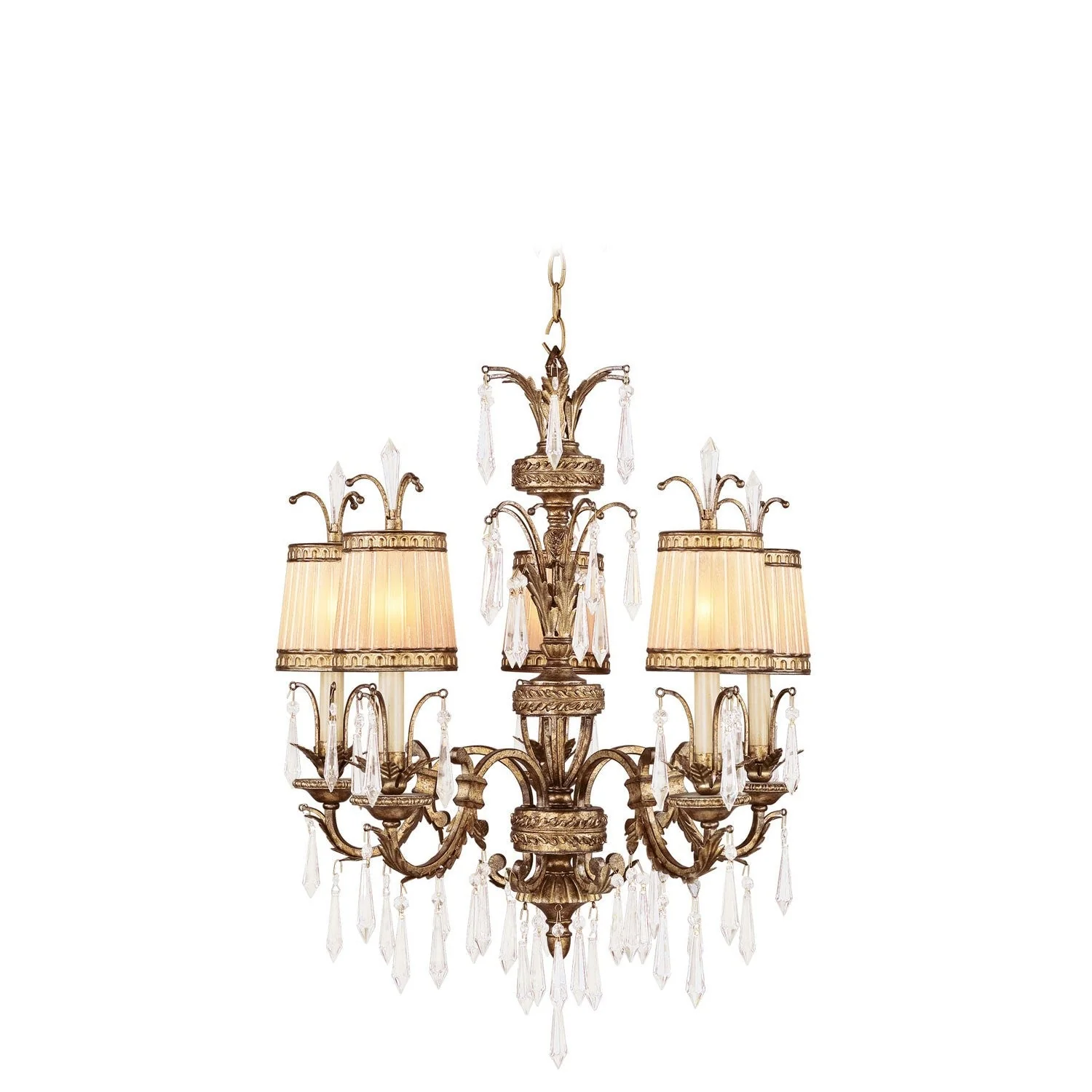 La Bella Vintage Gold Leaf Five-Light Chandelier - Image 1