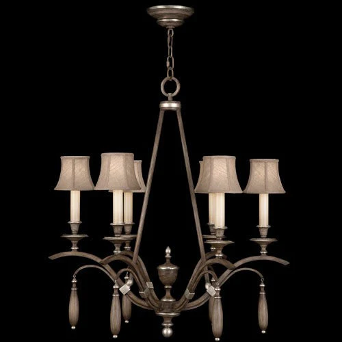 Villa Vista Six-Light Chandelier in Hand Painted Driftwood Finish On Metal with Silver Leafed Accents - Image 1