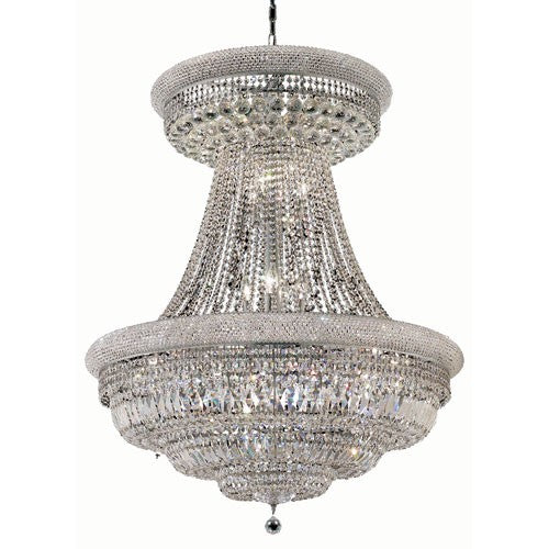 Primo Chrome Twenty-Eight Light 36-Inch Two-Tier Chandelier with Royal Cut Clear Crystal and Crystal Drop - Image 1