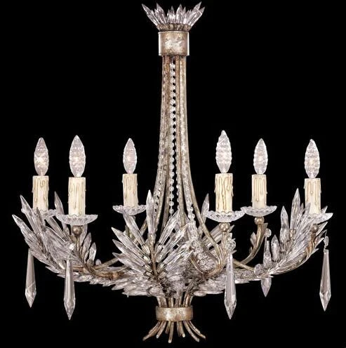 Six-Light Chandelier in Warm Antiqued Silver Finish - Image 1
