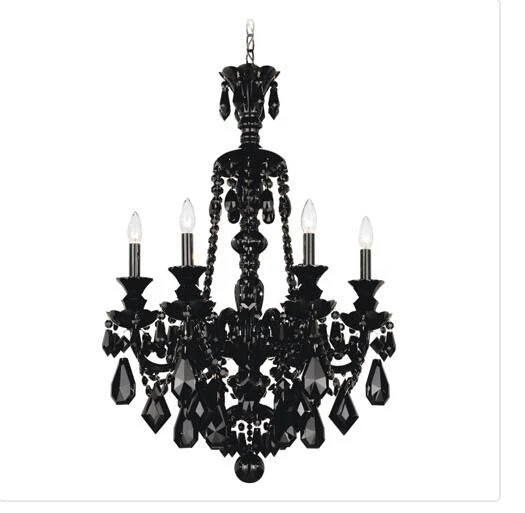 Black Six-Light Jet Black Heritage Handcut Crystal Chandelier, 22W x 33H x 22D - Image 1