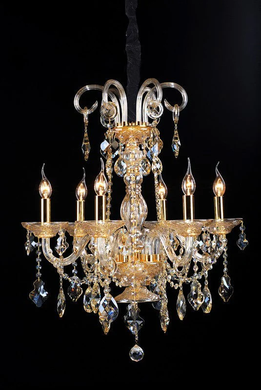 Gold plated 6 light traditional crystal Chandelier - Image 1
