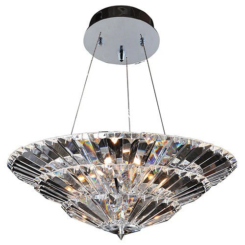 Chrome 10-Light Convertible Bowl Pendant with Firenze Clear Crystal - Image 1