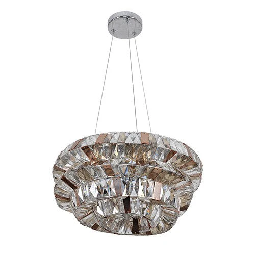 Chrome 15-Light 31.5-Inch Wide Bowl Pendant with Firenze Mixed Crystal - Image 1