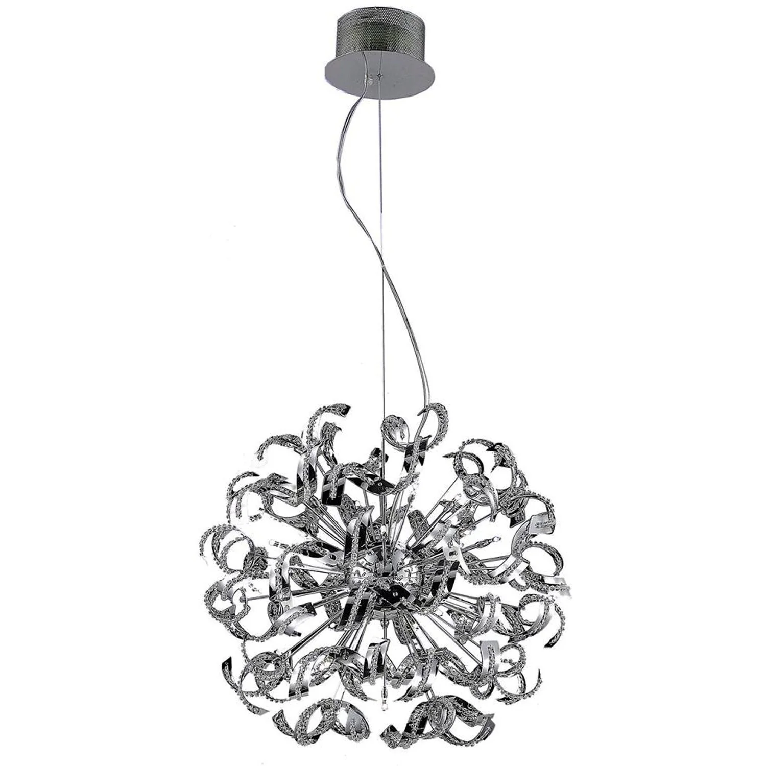 Tiffany Chrome 25-Light Pendant with Elegant Cut Crystal - Image 1
