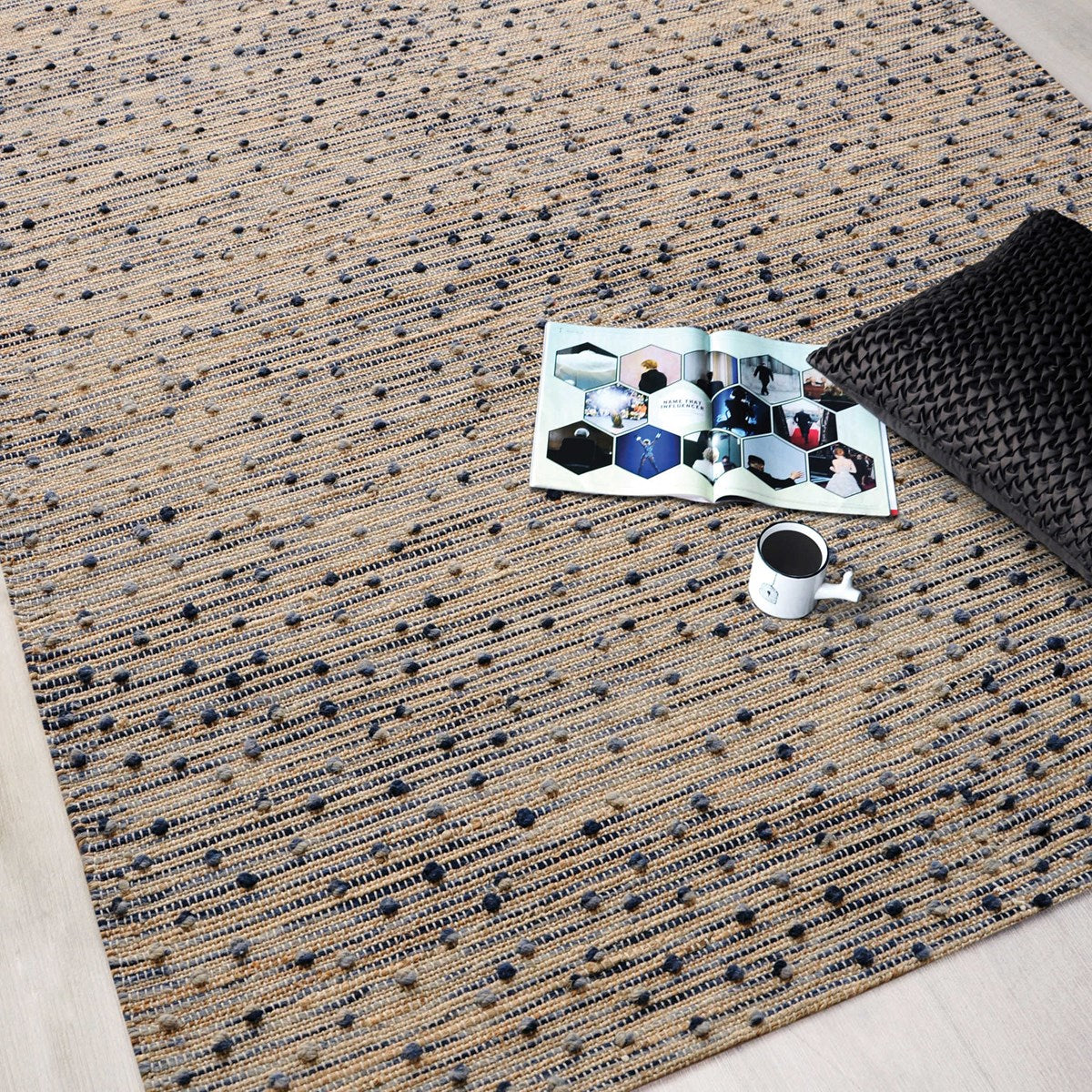 Uttermost Imara Hand Woven Natural Hemp and Navy Wool Rug ~ 5' x 8' - Image 1