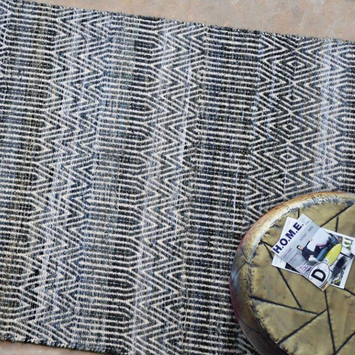 Uttermost Bolivia Hand Woven Natural Wool Blue Denim Rug ~ 5 x 8 - Image 2
