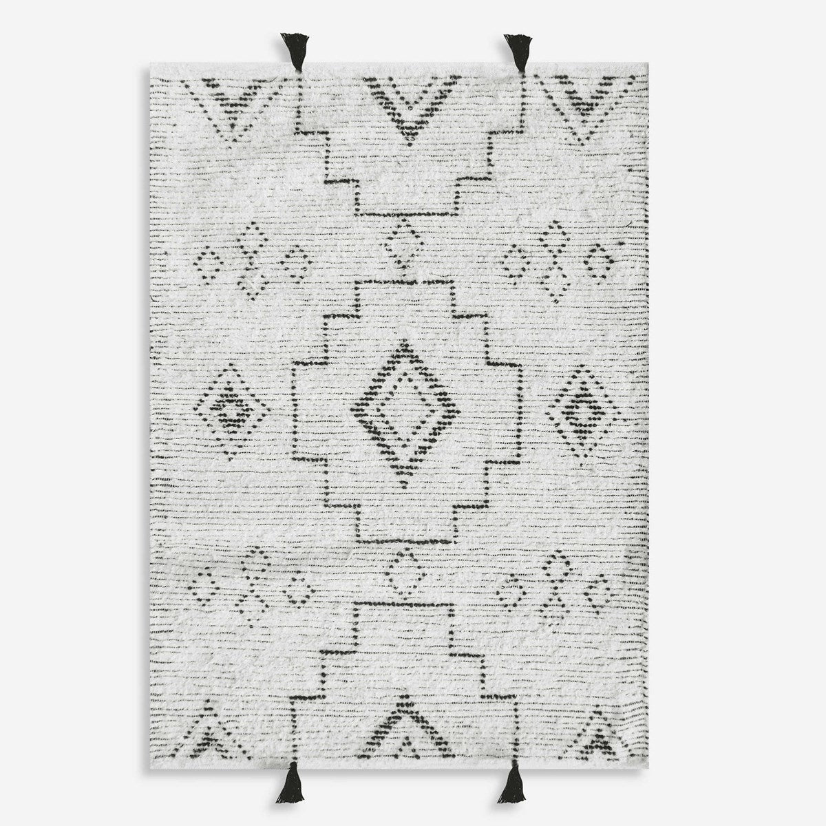 Uttermost Raton Hand Woven Ivory and Charcoal Tribal Pattern Rug ~ 6' x 9' - Image 1
