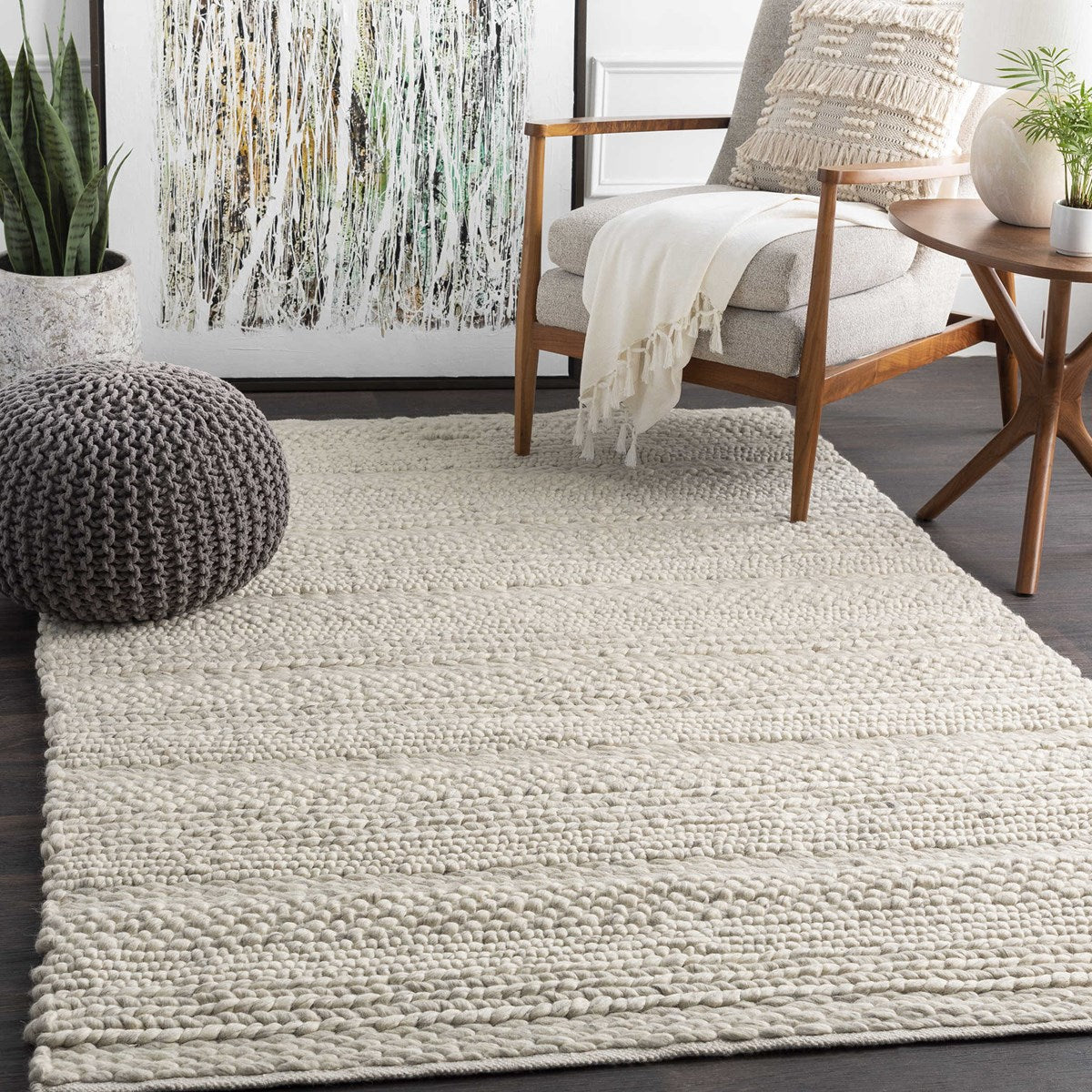 Uttermost Clifton Hand Woven Ivory Wool Rug ~ 10' x 14' - Image 1