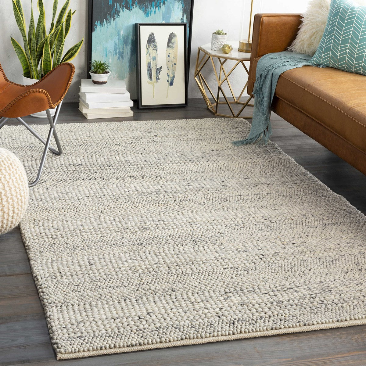 Uttermost Clifton Hand Woven Gray and Ivory Wool Rug ~ 10' x 14' - Image 1