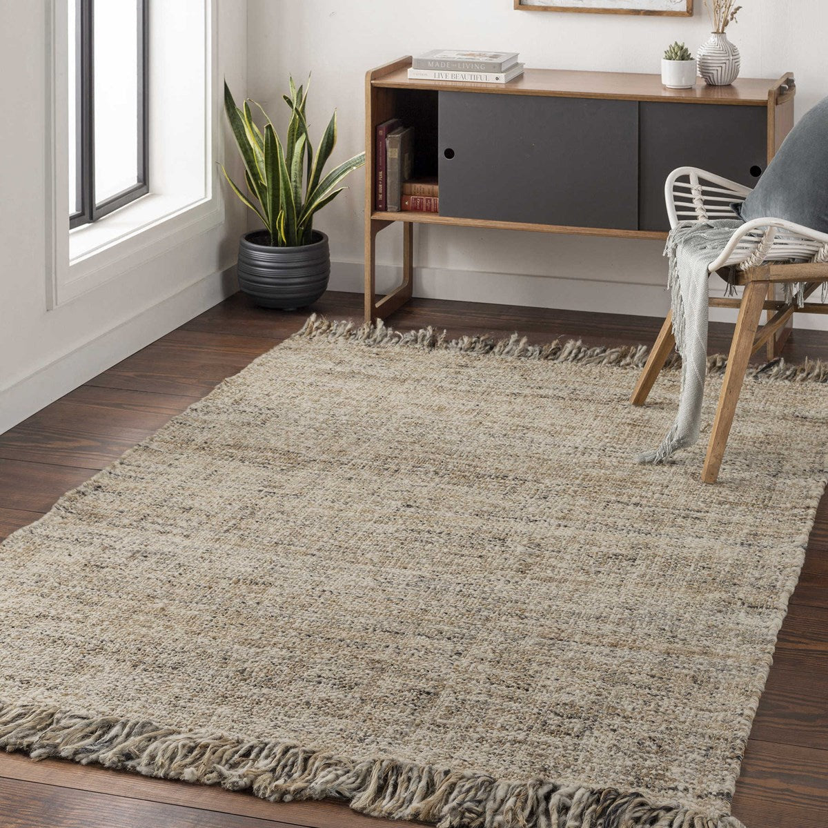 Uttermost Dumont Hand Woven Jute and Wool Tan, Gray & Charcoal Rug  ~ 8'10" x 12' - Image 1
