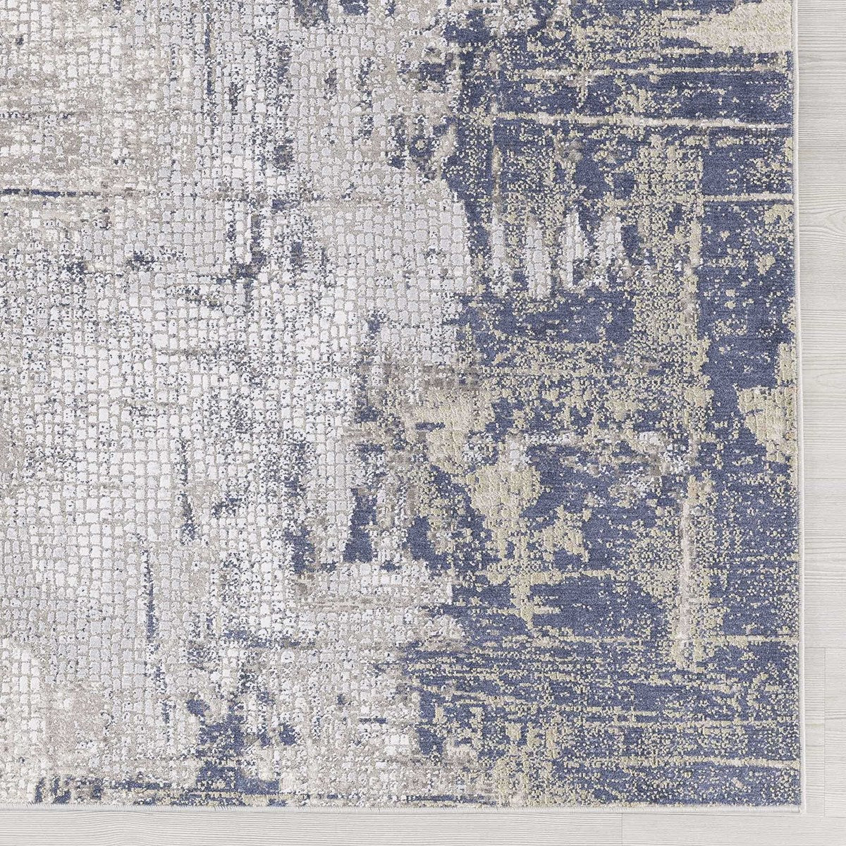 Uttermost Hamida Indigo Blue, Light Gray and Beige Modern Abstract Rug ~ 7'6" x 9'6" - Image 2