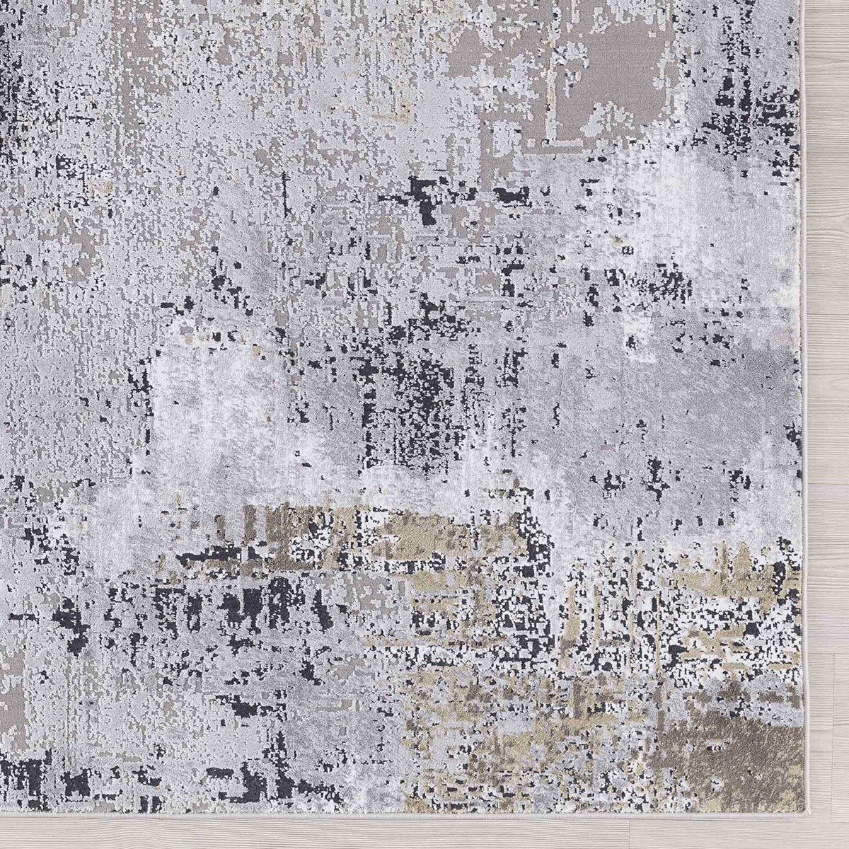 Uttermost Hampton Gray, Ivory, Taupe and Gold Modern Abstract Rug ~ 7'6" x 9'6" - Image 2