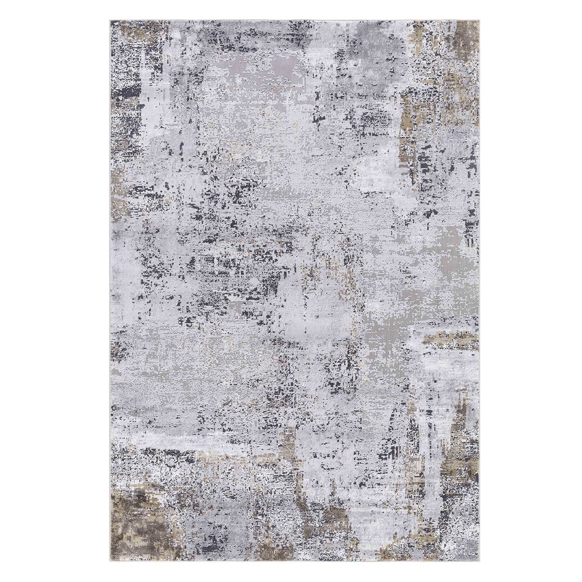 Uttermost Hampton Gray, Ivory, Taupe and Gold Modern Abstract Rug ~ 5'3" x 7'6" - Image 1