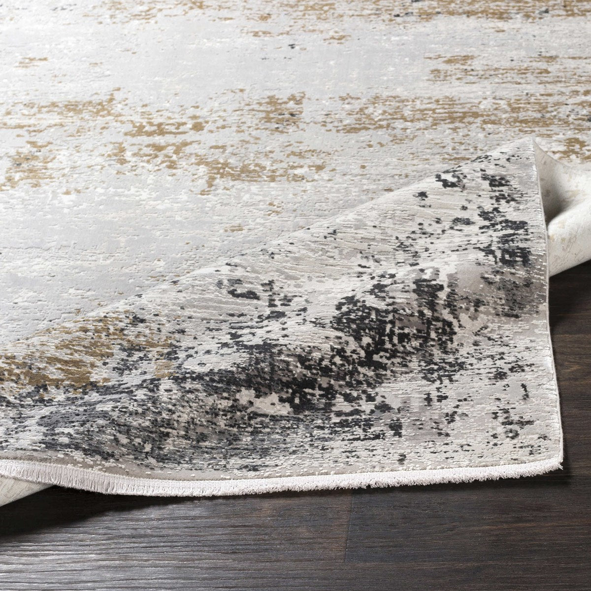 Uttermost Ulen White, Charcoal, Saffron and Light Gray Abstract Rug ~  9'6" x 13' - Image 3